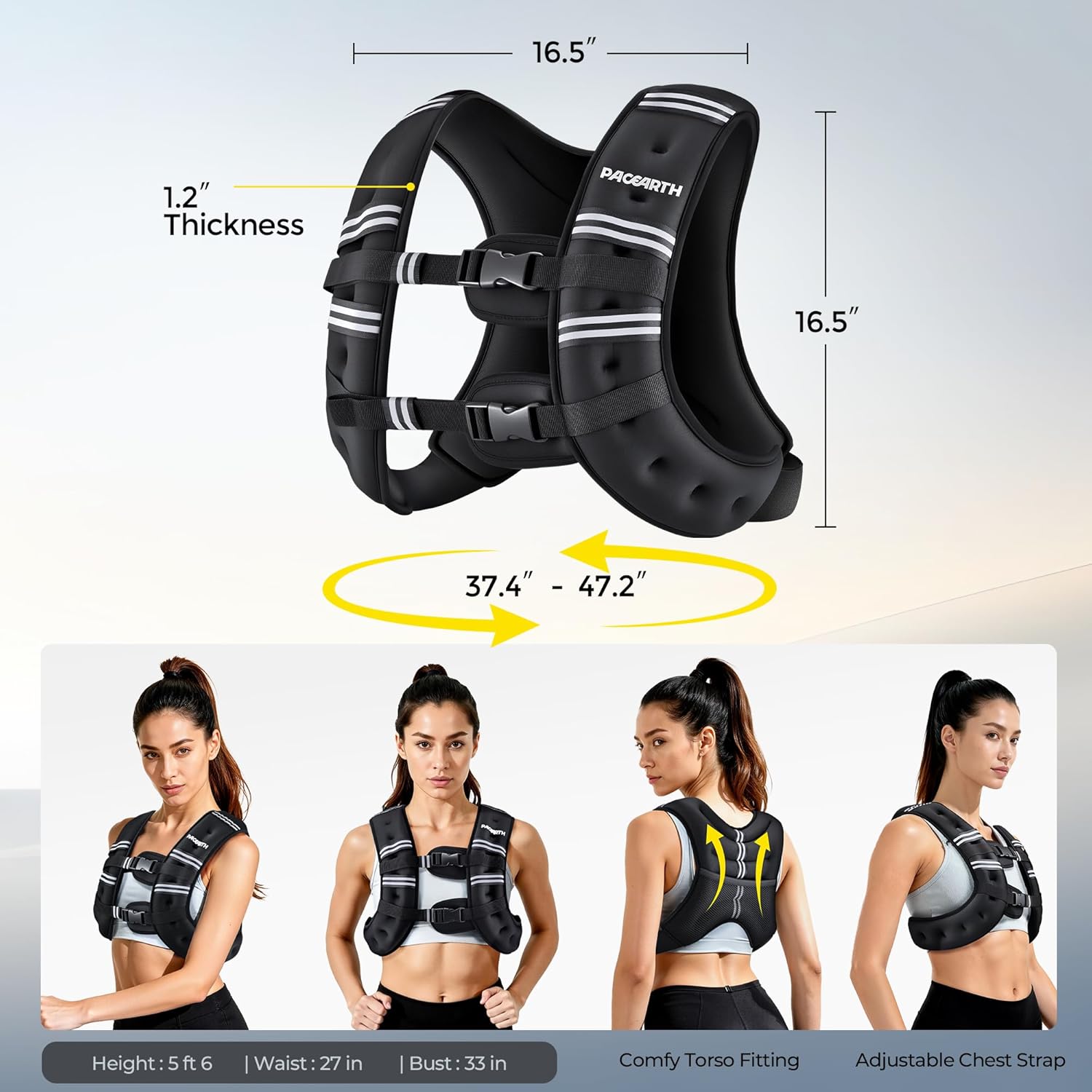 Weighted Vest,6Lb/8Lb/10Lb/12Lb/16Lb/20Lb/25Lb/30Lb Weight Vest with Reflective Stripe, Body Weight Vests for Women, Men, Weight Loss Workout, Strength Training, Running, Walking, Jogging