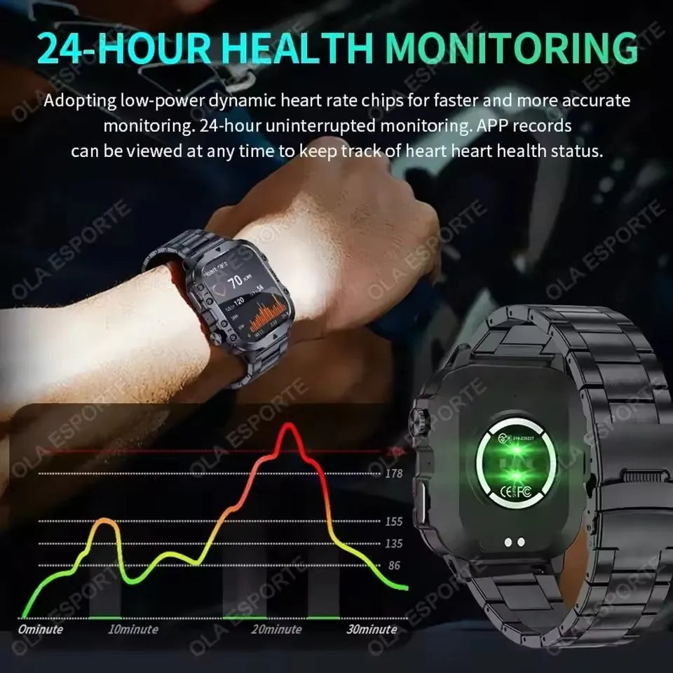 Kyroxs™ Military Smart Watch – Outdoor Fitness Tracker with Bluetooth Calls