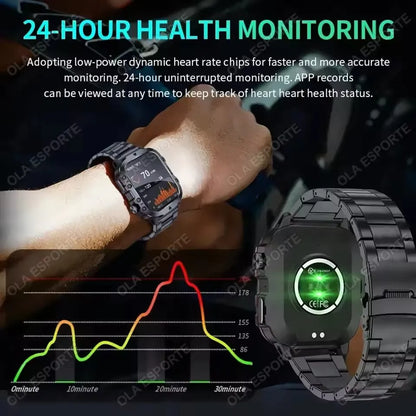 Kyroxs™ Military Smart Watch – Outdoor Fitness Tracker with Bluetooth Calls