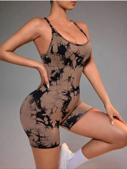 Kyroxs™ Women’s Tie Dye Yoga Bodysuit – Seamless Gym & Dance Workout Unitard