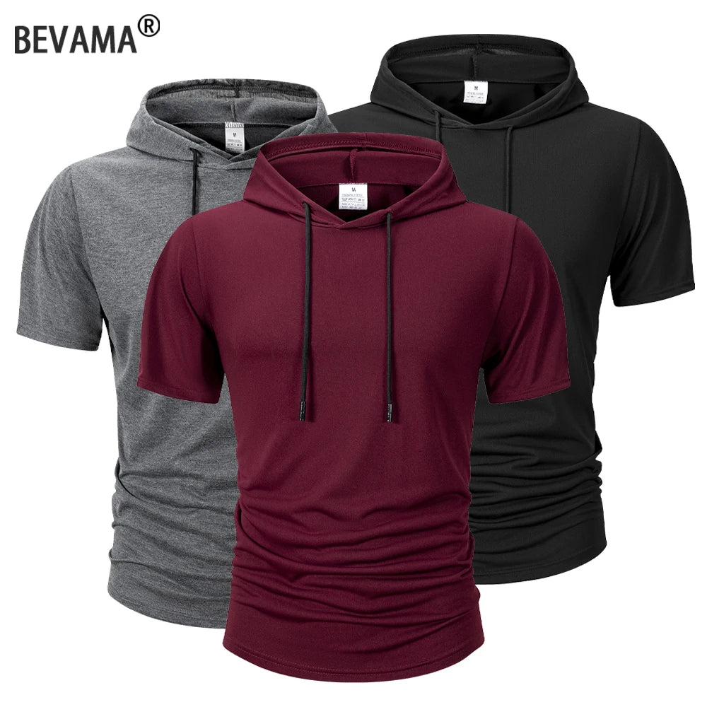 Kyroxs™ Men's Lightweight Hooded T-Shirt – Breathable Short Sleeve Fitness & Casual Hoodie