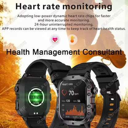 Kyroxs™ Military Smart Watch – Outdoor Fitness Tracker with Bluetooth Calls