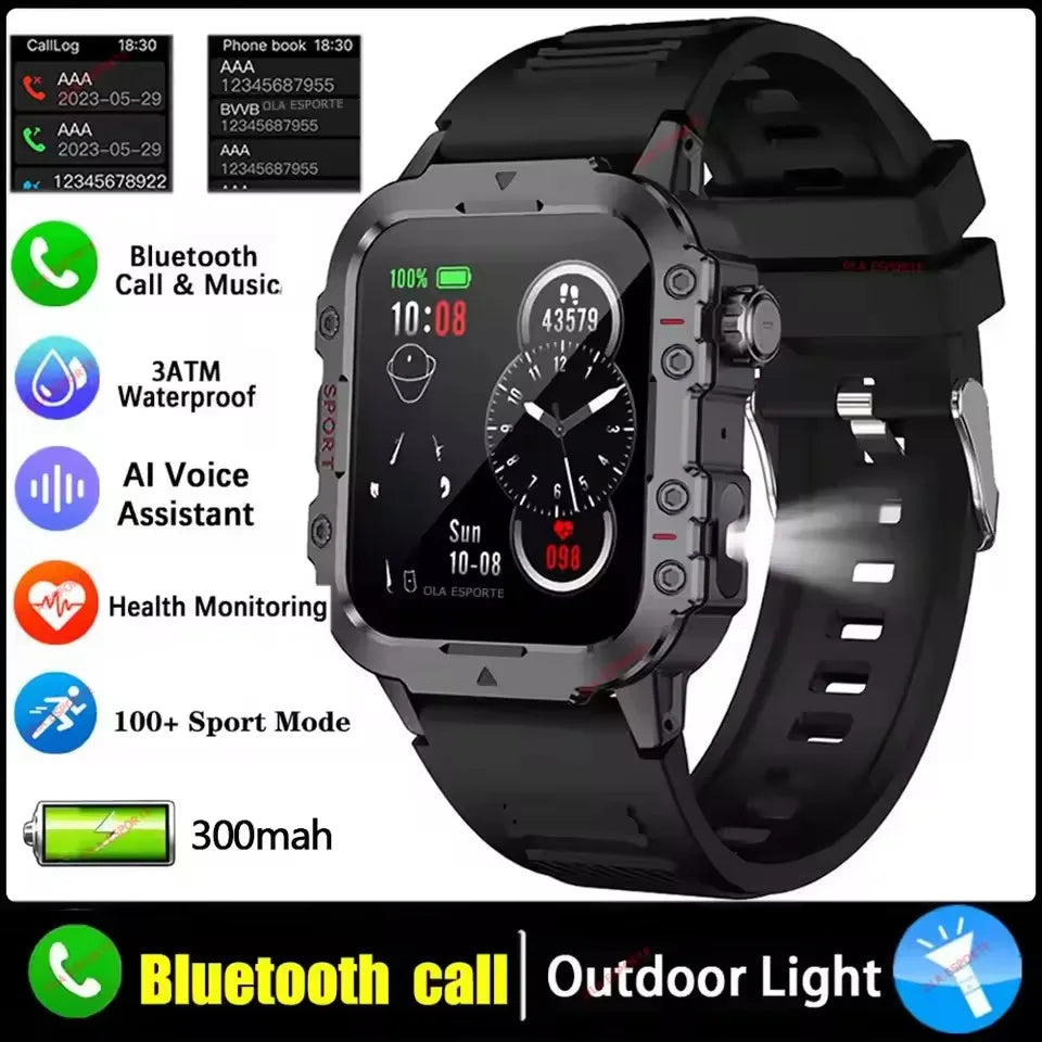 Kyroxs™ Military Smart Watch – Outdoor Fitness Tracker with Bluetooth Calls